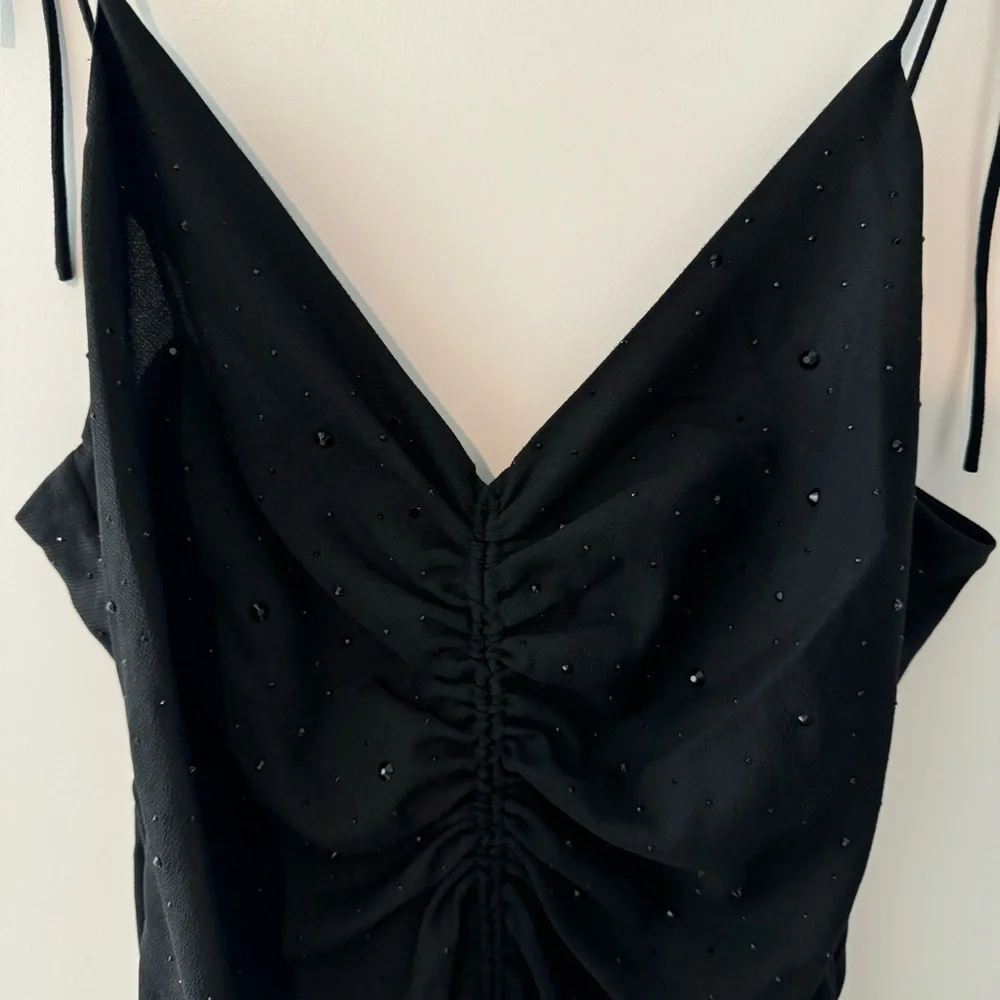 Sandro Praline Ruched Rhinestone dress in black - Picture 9 of 9